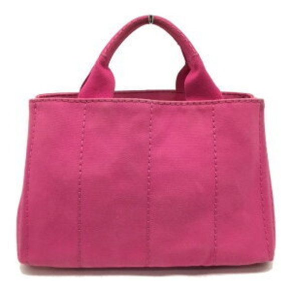 Prada Pink Canapa Handbag Canvas Bag Tote - Picture 1 of 7